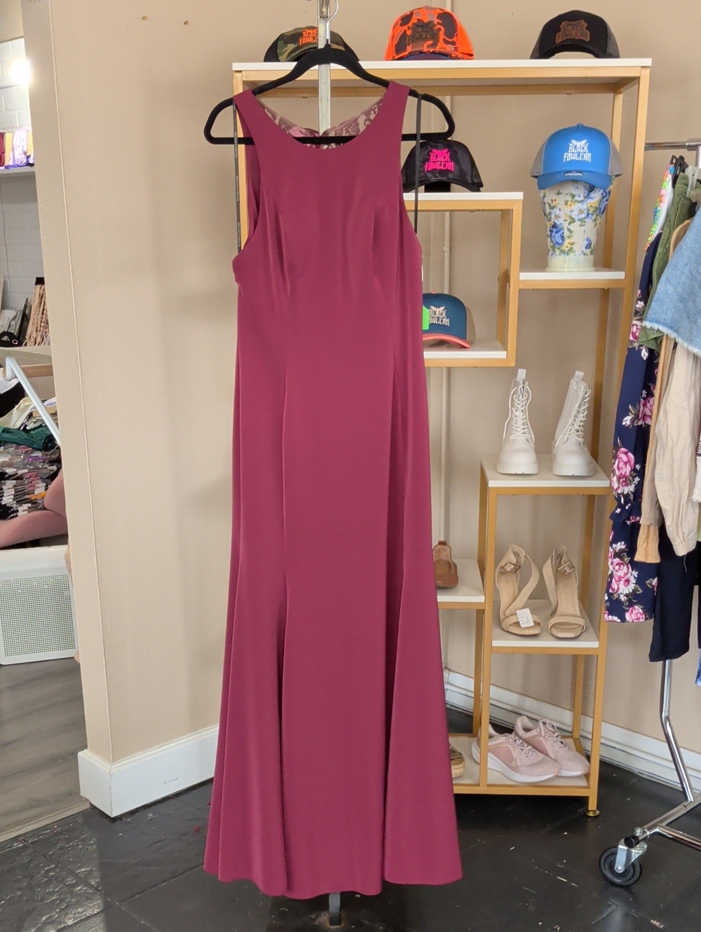 Sleeveless Maxi Dress in Burgundy - Elegant Evening Gown